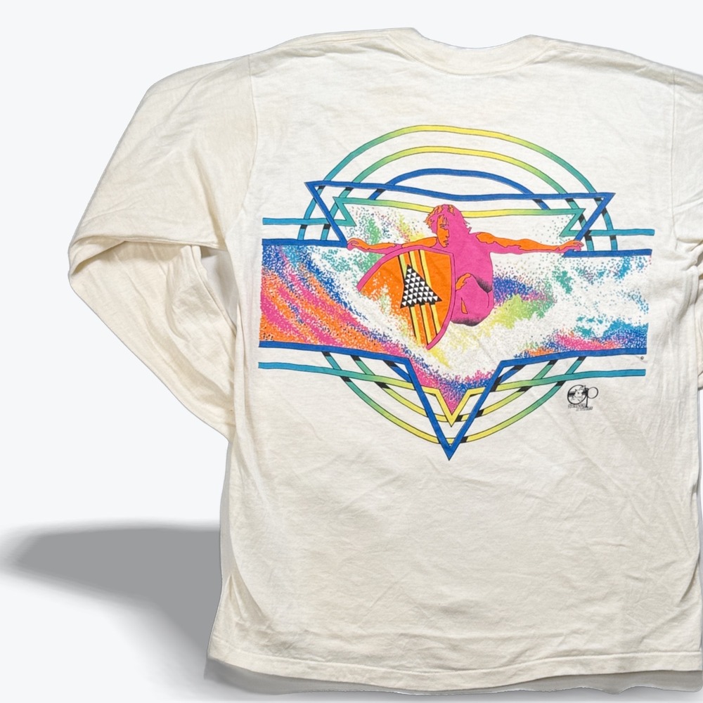 Vintage Ocean Pacific T Shirt Single Stitch 1980s OP Long Sleeve Surfer Medium